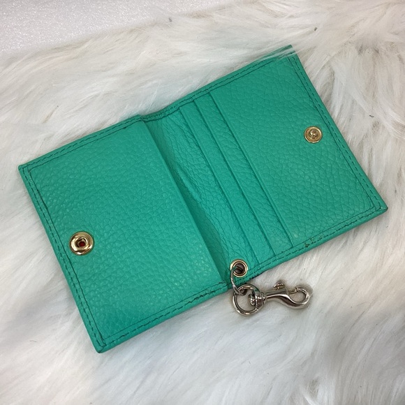 DOONEY & BOURKE PEBBLE GRAIN LEATHER WALLET CARD HOLDER TEAL EUC - Picture 3 of 4